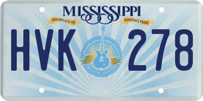 MS license plate HVK278