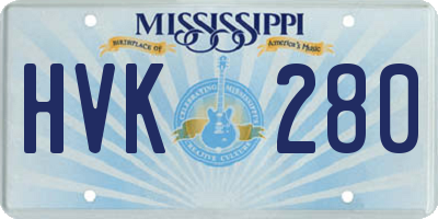 MS license plate HVK280