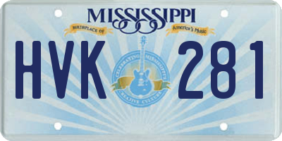 MS license plate HVK281