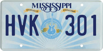 MS license plate HVK301