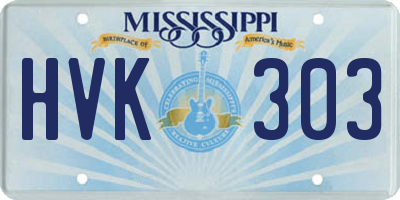 MS license plate HVK303