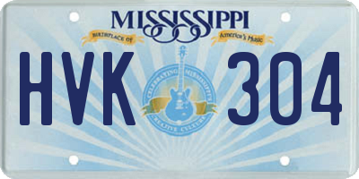 MS license plate HVK304