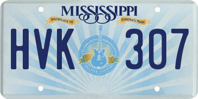 MS license plate HVK307