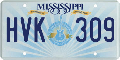 MS license plate HVK309