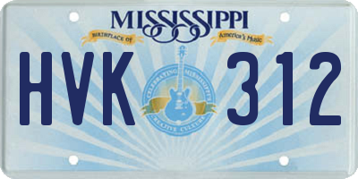MS license plate HVK312
