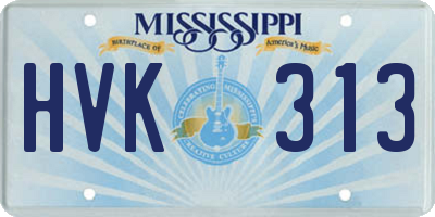 MS license plate HVK313