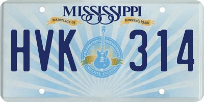 MS license plate HVK314