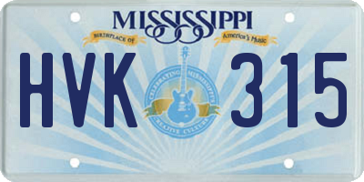 MS license plate HVK315
