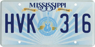 MS license plate HVK316