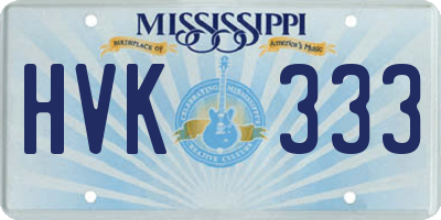 MS license plate HVK333