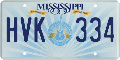 MS license plate HVK334