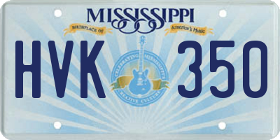 MS license plate HVK350