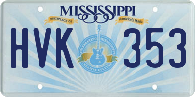 MS license plate HVK353