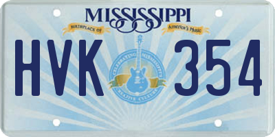 MS license plate HVK354