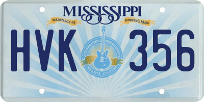 MS license plate HVK356