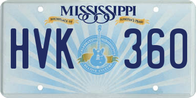 MS license plate HVK360