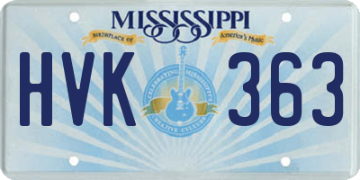 MS license plate HVK363