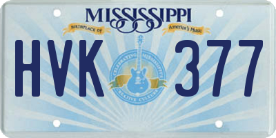 MS license plate HVK377