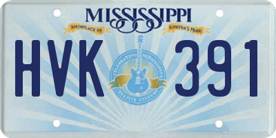 MS license plate HVK391