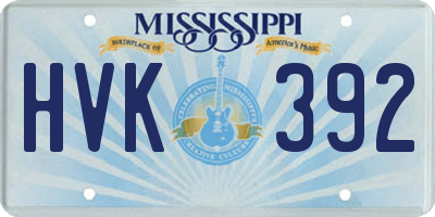 MS license plate HVK392