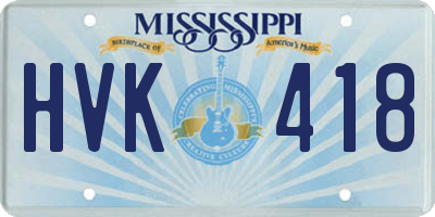 MS license plate HVK418