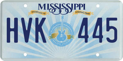 MS license plate HVK445