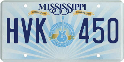 MS license plate HVK450