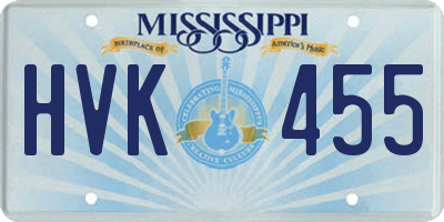 MS license plate HVK455