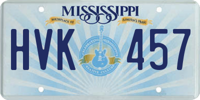 MS license plate HVK457
