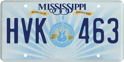 MS license plate HVK463