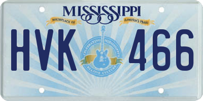 MS license plate HVK466
