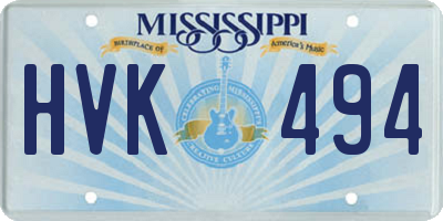 MS license plate HVK494