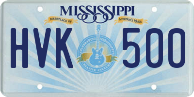 MS license plate HVK500