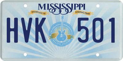 MS license plate HVK501