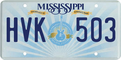 MS license plate HVK503