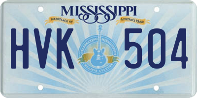 MS license plate HVK504