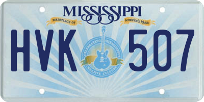 MS license plate HVK507