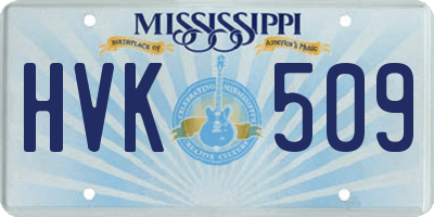MS license plate HVK509