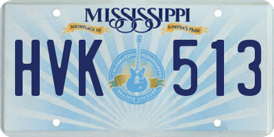 MS license plate HVK513