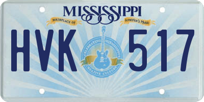 MS license plate HVK517