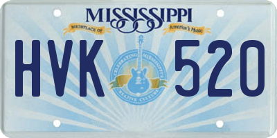 MS license plate HVK520