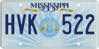 MS license plate HVK522