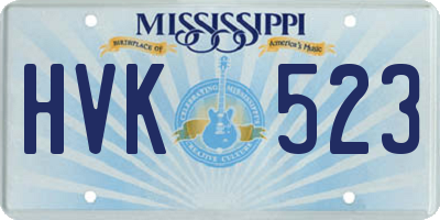 MS license plate HVK523