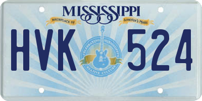 MS license plate HVK524