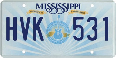 MS license plate HVK531