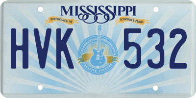 MS license plate HVK532