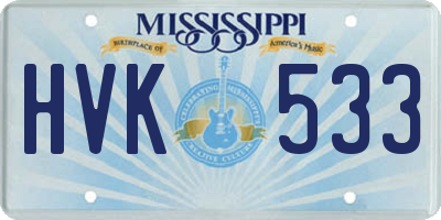MS license plate HVK533