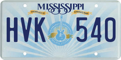 MS license plate HVK540