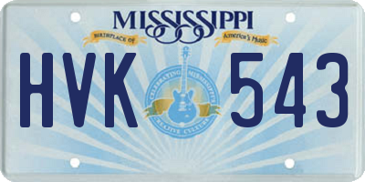 MS license plate HVK543