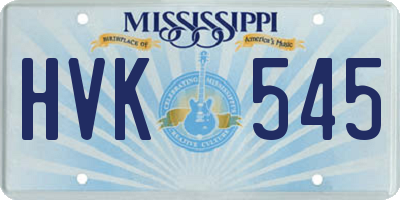MS license plate HVK545